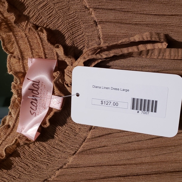 NEW Scandal Italy Diana Camel Asymmetrical Dress Size Large - Picture 4 of 6